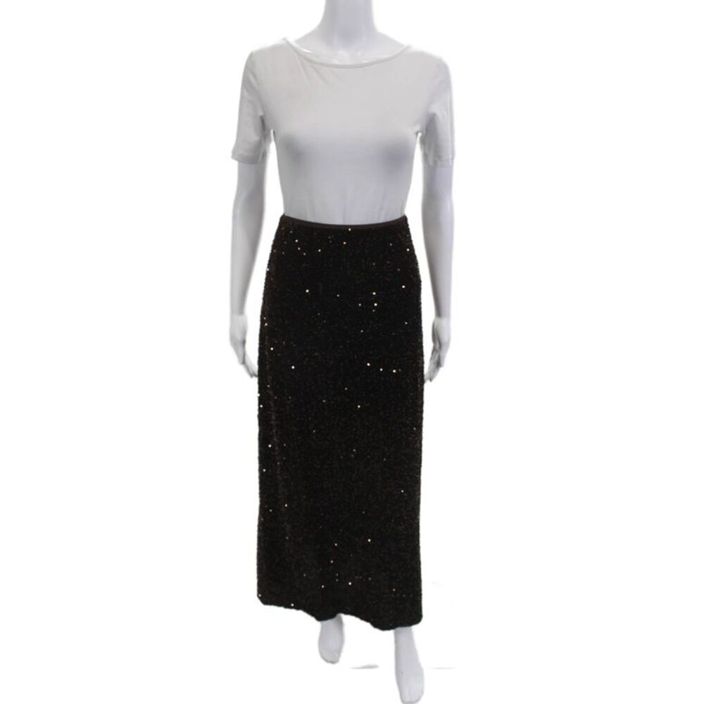 Jessie Liu Womens Maxi Straight Pencil Skirt Black 100% Polyester Size L
